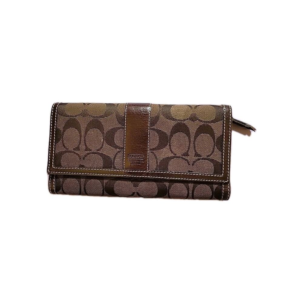 COACH Signature Logo Tri-Fold Long Wallet 7"x4"x1"